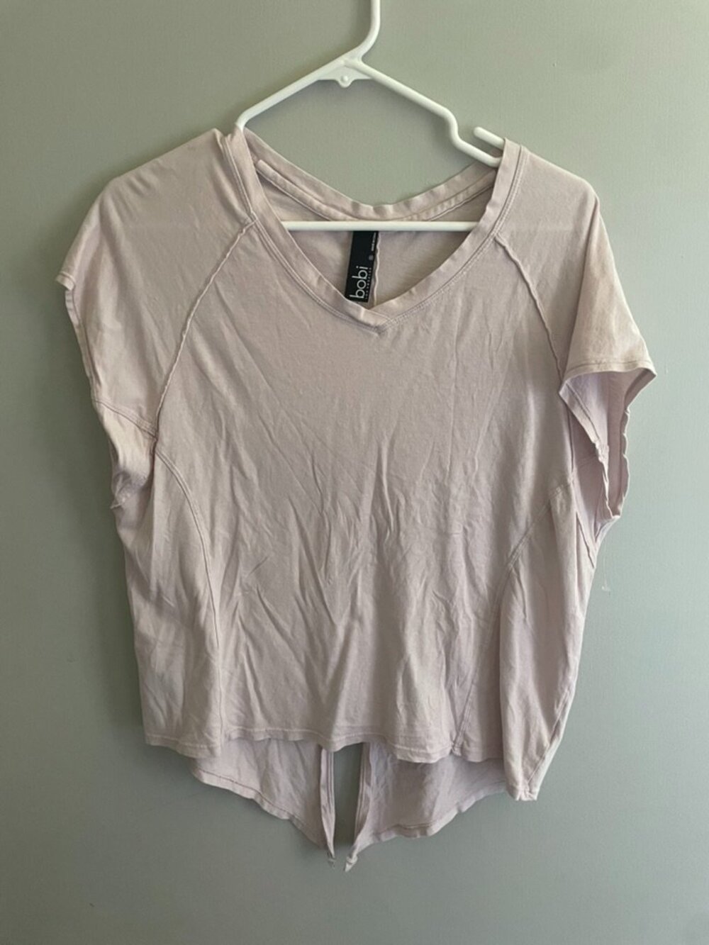 Bobi Los Angeles Blush Pink Asymmetrical Tee Small | 100% Cotton Athleisure Top